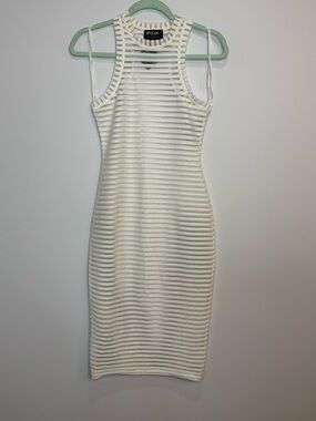 Nasty Gal White Ribbed Midi Tank Dress